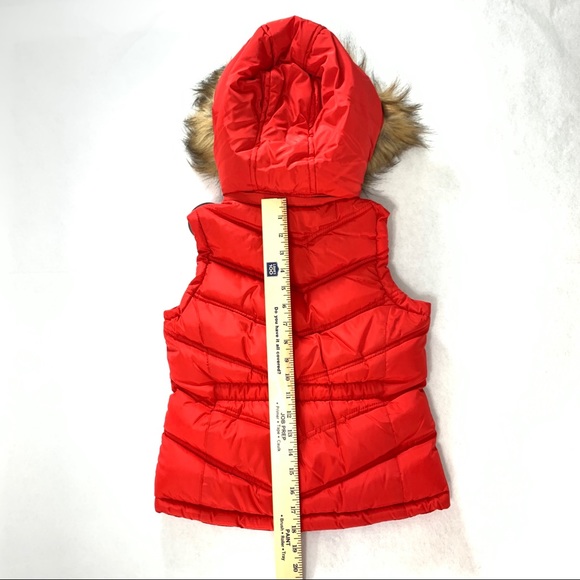 Canada Weather Gear Girls Red Puffer Vest Size 6X Faux Fur Zipper - Picture 3 of 6